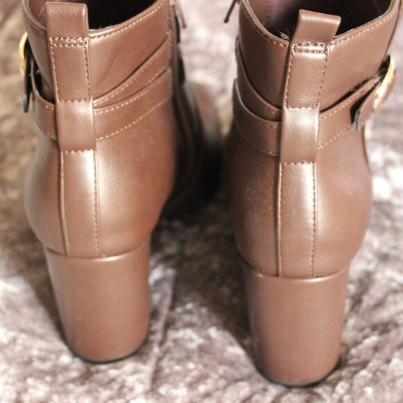Kelly & Katie Brown Ankle Boots with Gold Side Buckle - Picture 9 of 16